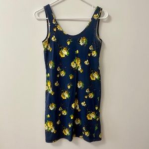 OBEY FLORAL BODYCON COTTON DRESS